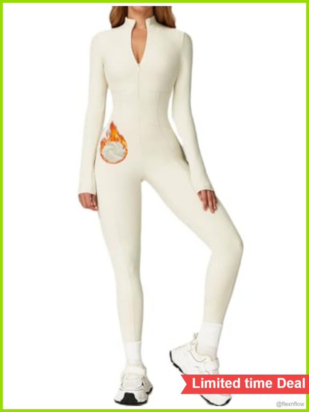 Fleece Lined Thermal Yoga Jumpsuit Zip Up Slim Fit One Piece Bodycon Workout